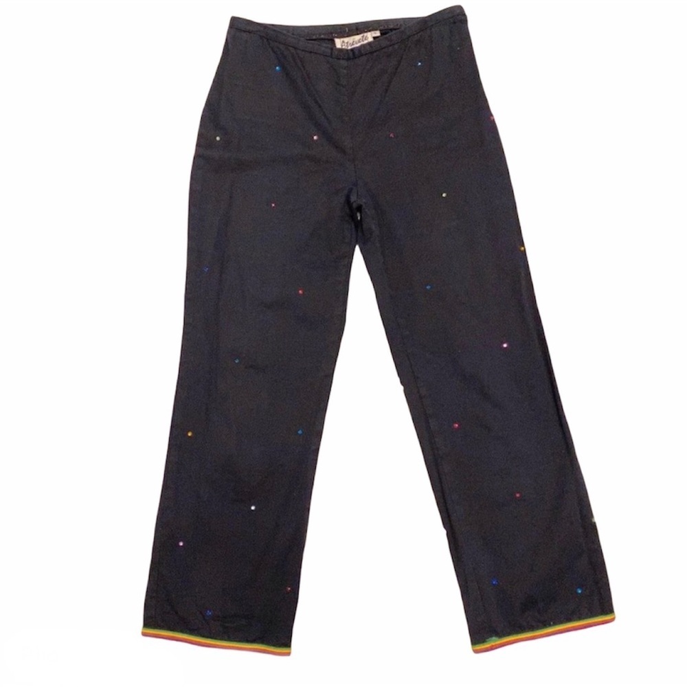 Women’s Stretchy Fun Crop Pants with Rhinestones